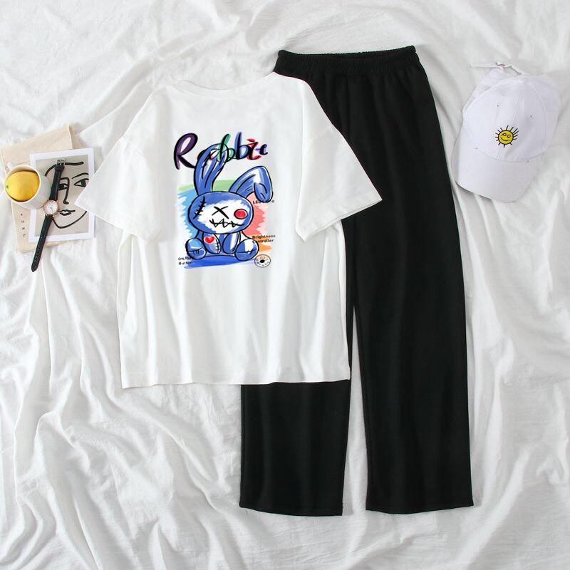 sét áo phông thỏ mắt XO Cổ tròn chất Cotton
