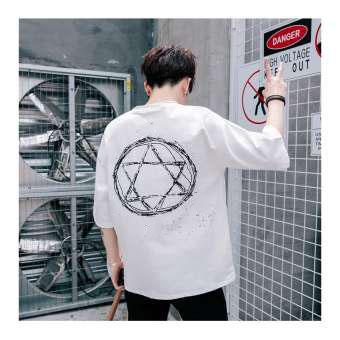 Áo thun nam form rộng tay lỡ in hình NGÔI SAO cá tính ( trắng )