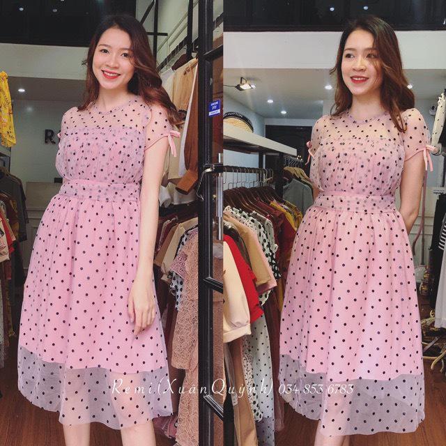 [XẢ KO LỢI NHUẬN] Váy Ren Dự Tiệc Đầm Ren Dự Tiệc Chấm Bi Siêu Xinh