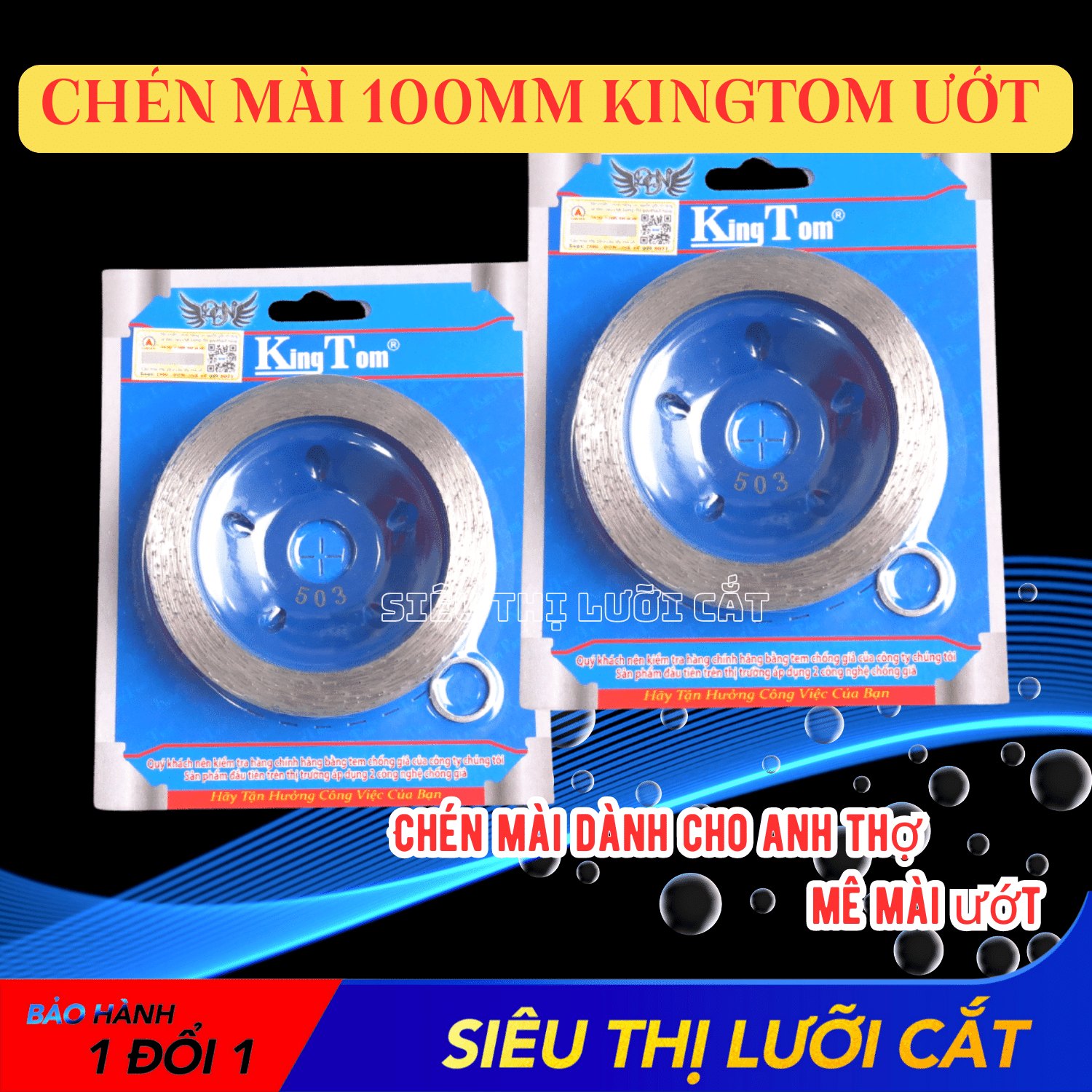 Chén mài 100mm kingtom ướt - chuyên mài đá granite, hoa cương, bê tông