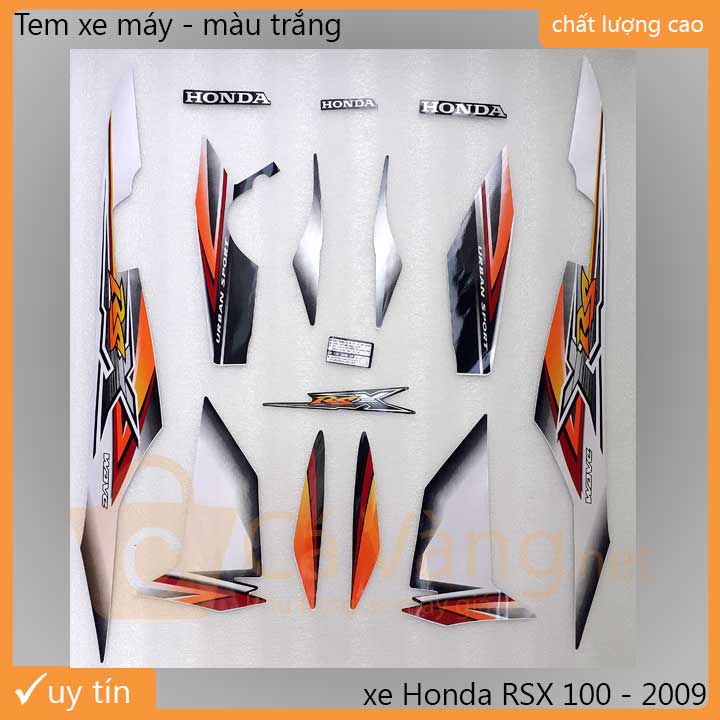 Tem xe Wave RSX 2009 LOẠI 3 lớp, TEM tốt dán dàn áo xe màu XANH, TRĂNG, ĐEN, ĐỎ