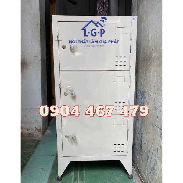 Tủ sắt hồ sơ locker 3 tầng có khóa mới giá rẻ giao nhanh