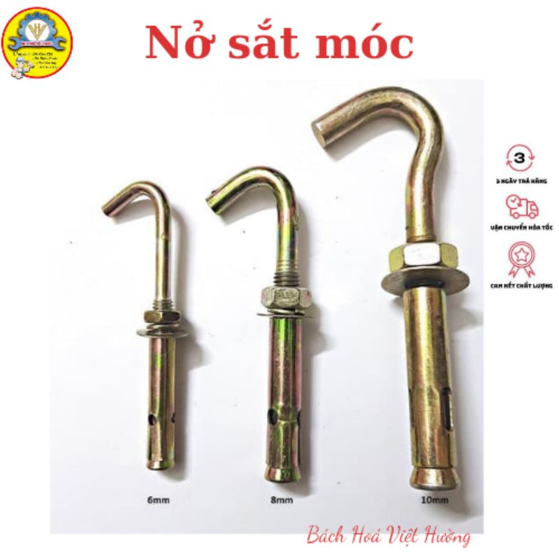 Nở sắt móc ( tắc kê sắt móc) đủ kích thước phi 6mm, 8mm, 10mm giá rẻ - 1chiếc (hàng có sẵn)
