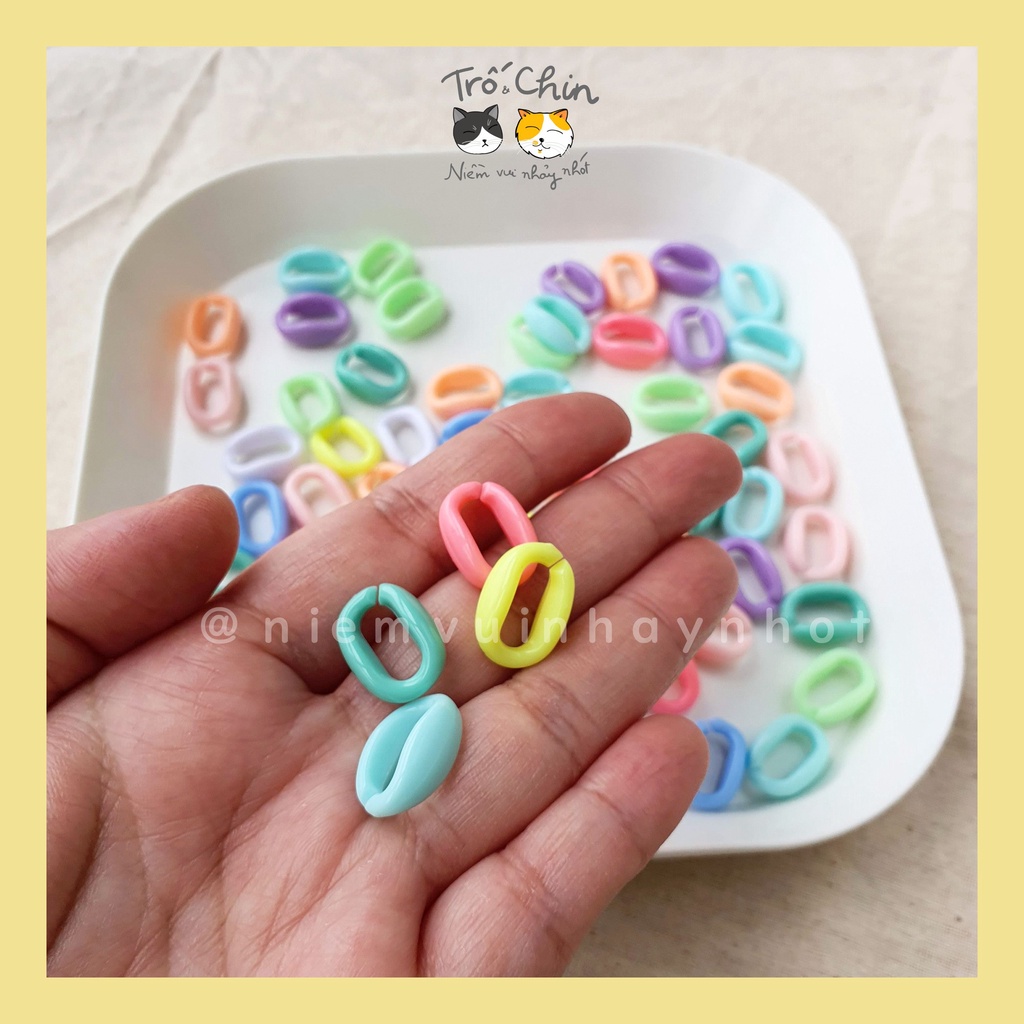 Set 10 mắt xích Chubby sò úp màu pastel size 16*11mm (chọn màu)