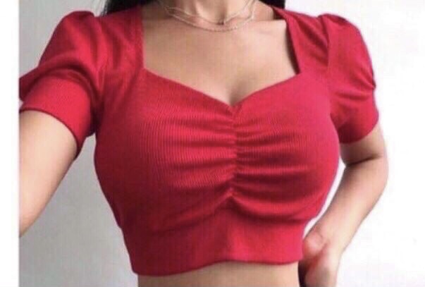 [HCM] ÁO CROPTOP CỔ V  BO EO FROM DƯỚI 50KG