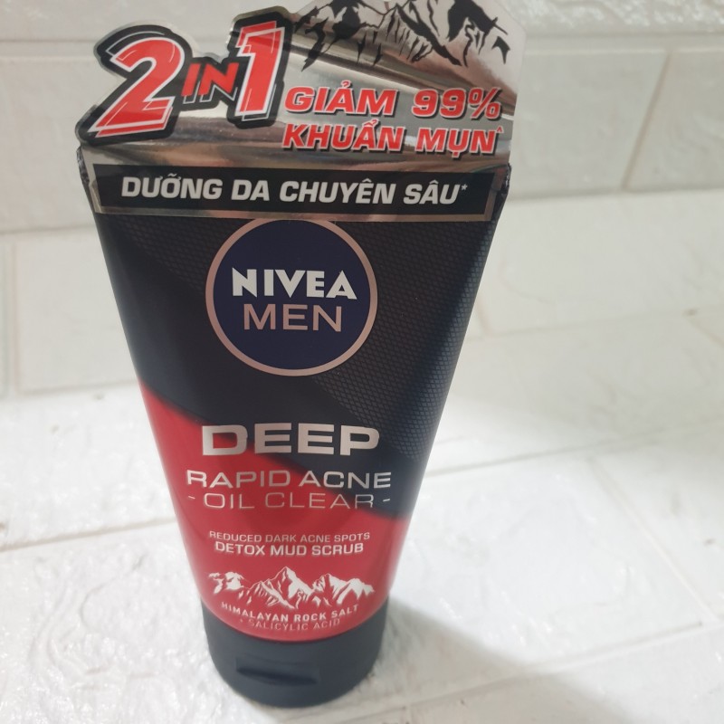 Sữa rửa mặt Nivea men Deep Rapid Acne oil Clear (100g) - sữa rửa mặt nam giá rẻ
