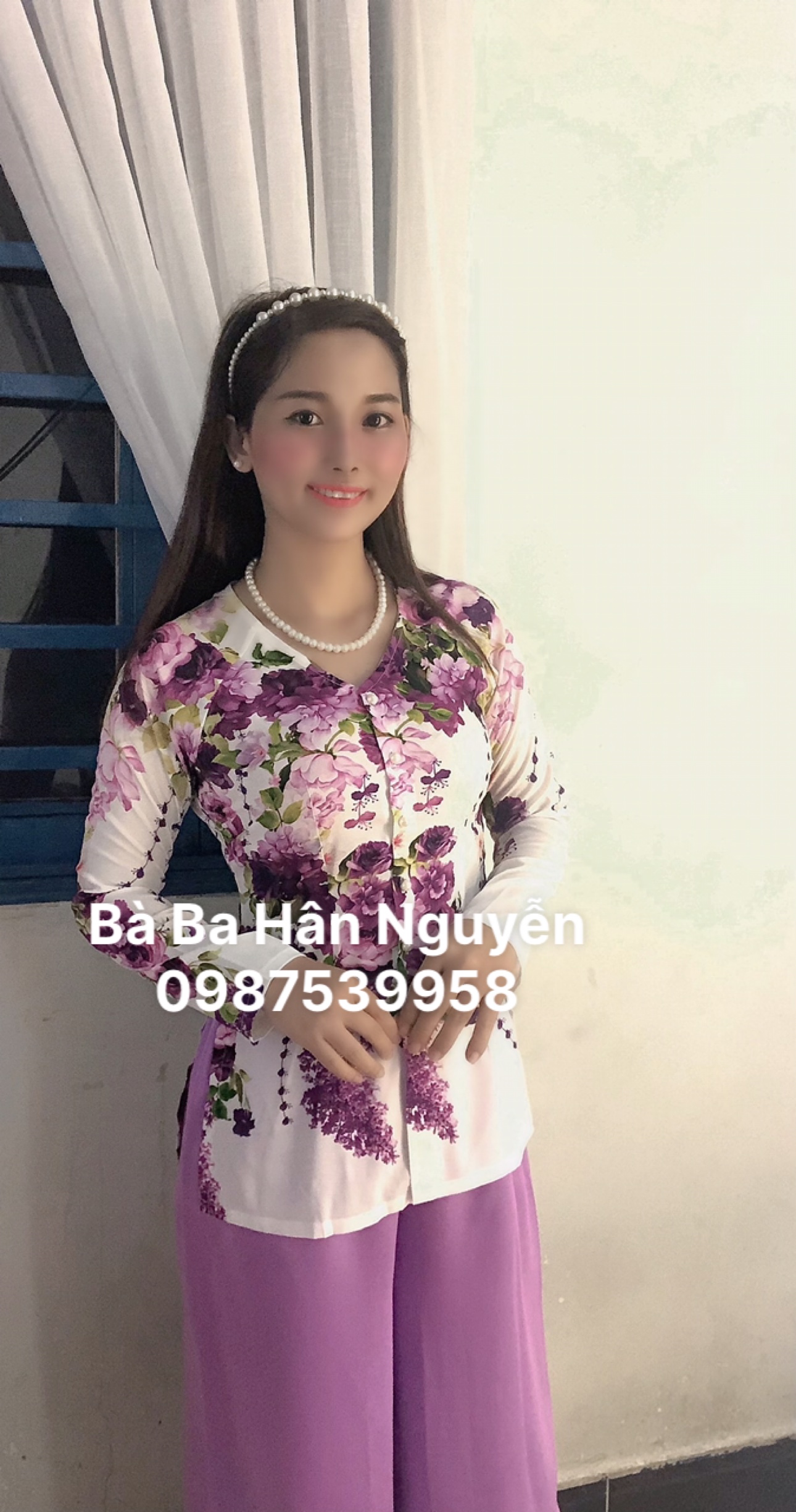 ÁO BÀ BA CỔ TIM IN LỤA PHÁP IN 4D (CÓ QUẦN )B*H