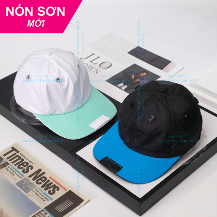 1 cặp 2 nón sơn đen xanh và trắng xanh ngọc chính hãng hàng chuẩn tem 7 màu cao cấp mới/ nón kết sơn
