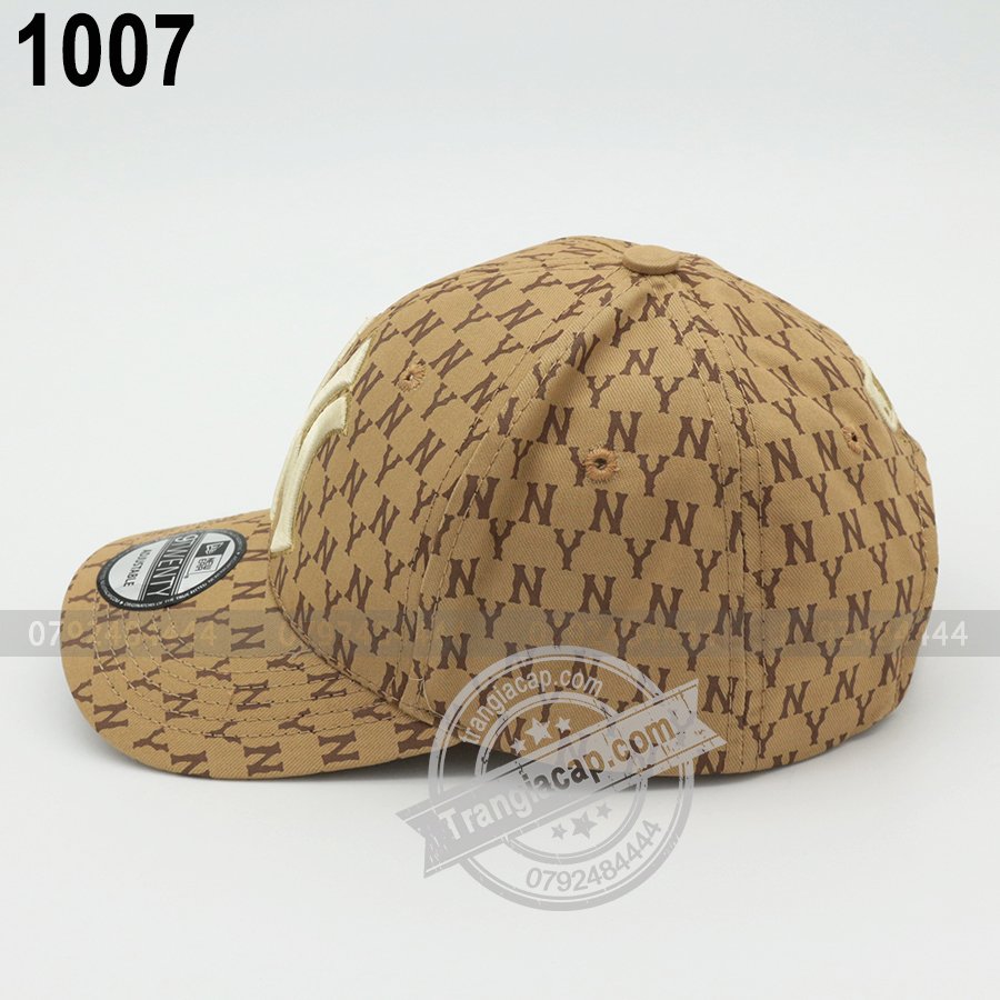 Nón kết MLB Monogram NY nâu đen