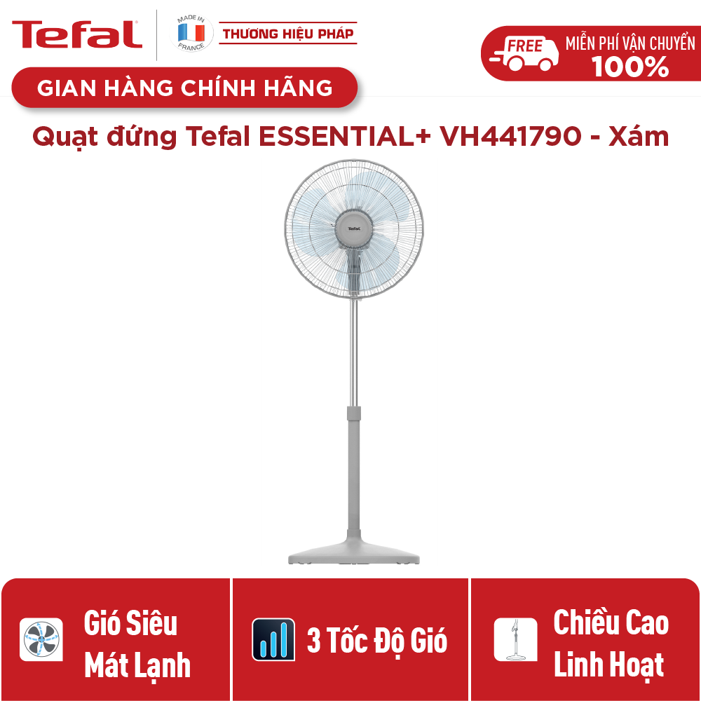 Quạt đứng tefal vh441790 màu xám