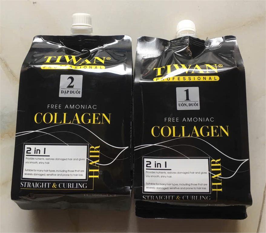 Thuốc duỗi ép tóc Collagen Tiwan siêu thẳng cặp 1000ml