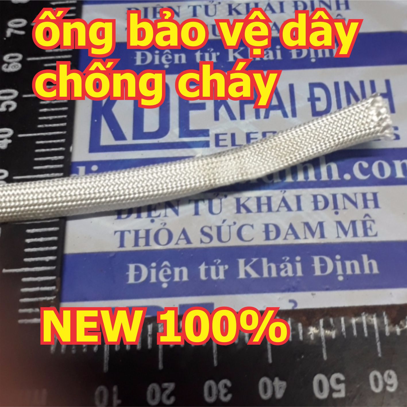 ống gen thủy tinh, ống chụi chống cháy nhiệt độ cao, ống dây chống cháy màu trắng phi 3mm~14mm (10 mét) kde5202
