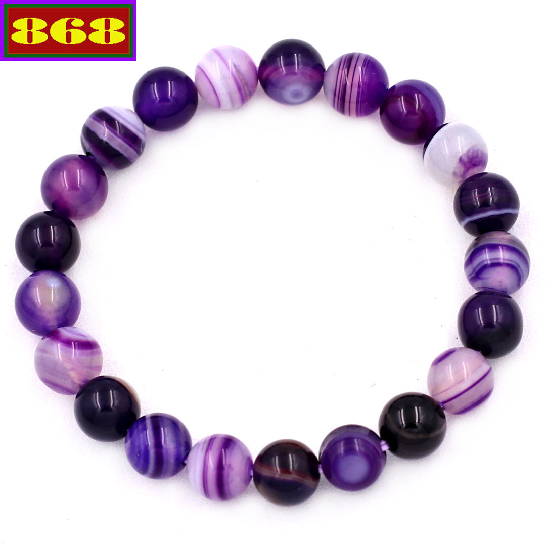 Chuỗi tay đá thạch anh tím sọc 8 ly - Vòng chuỗi phong thủy - Hợp mệnh Hỏa, Thổ
