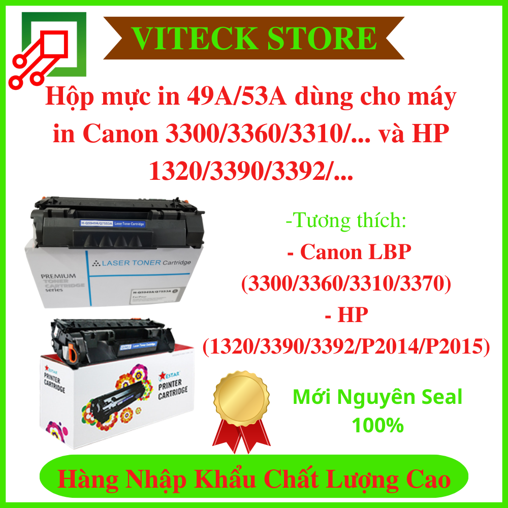 Hộp mực in 49a/ 53a dùng cho máy in canon lbp 3300, 3360, 3310,... và hp 1320, 3390,... - hàng nhập khẩu - nguyên seal