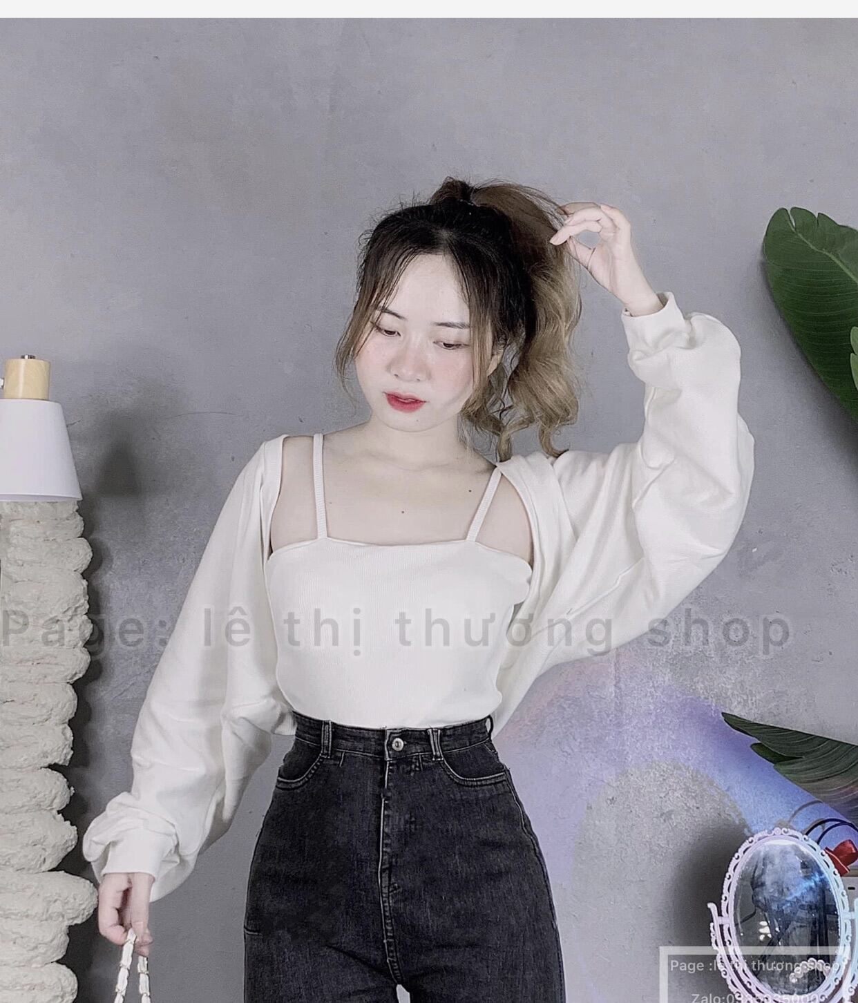 Set Jeans dài lưng cao+ set 2 món áo khoác