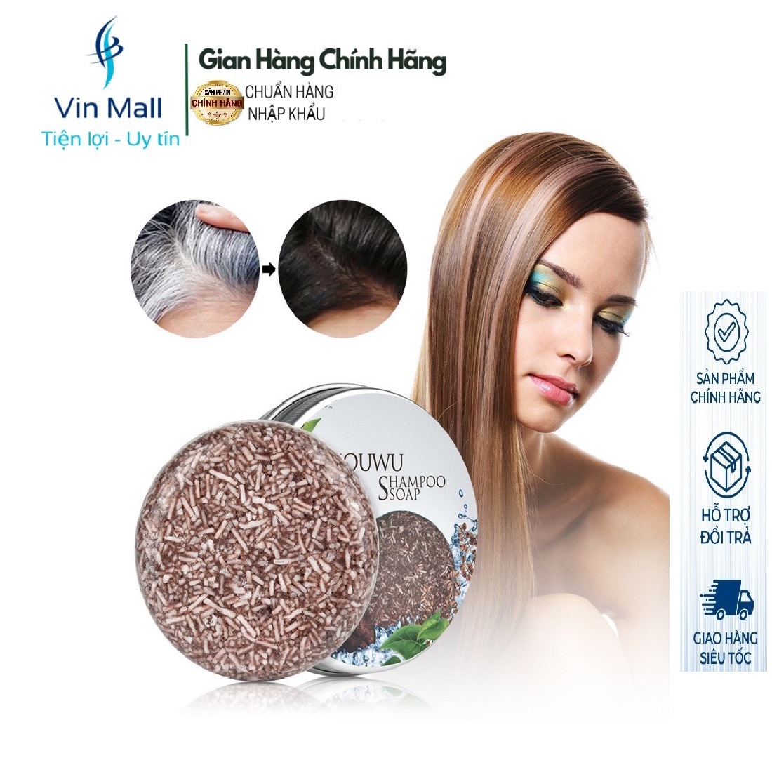 Xà phòng thảo dược nhuộm tóc phủ bạc shouwu hàn quốc phủ đen tóc bạc - mẫu mới