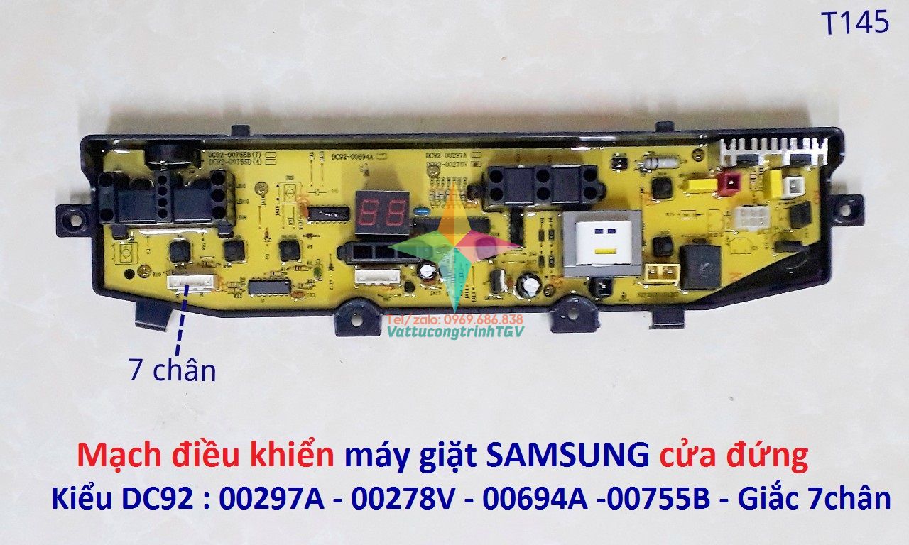 Mạch điều khiển máy giặt SAMSUNG cửa đứng kiểu DC92-00297A/DC92-00278V/DC92-00755B - Giắc 7chân
