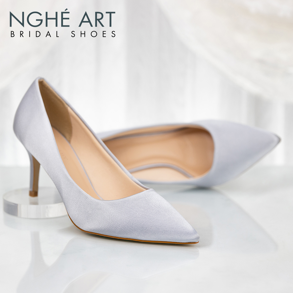 Giày cưới Nghé Art satin trơn 305