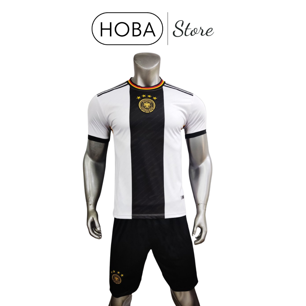 Bộ quần áo bóng đá đồ đá banh đội tuyển Đức trắng Euro 2024 vải thun lạnh cao cấp logo thêu