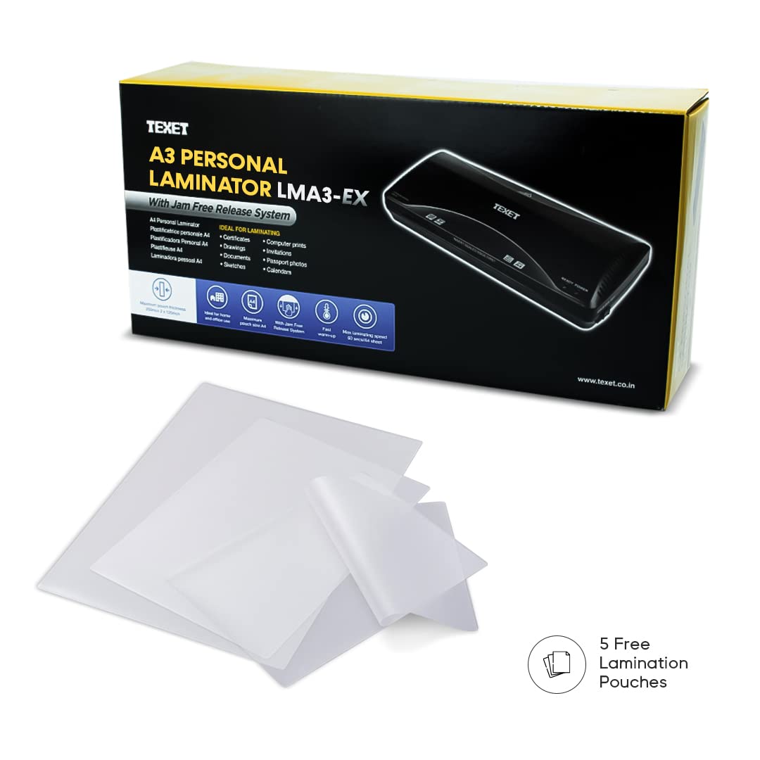 Máy ép nhựa plastic khổ A3 Texet LMA3-EX (Đen) (TẶNG 1O MÀN ÉP)