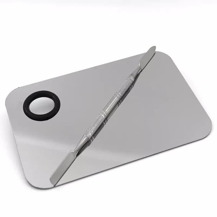 Khay pha trộn kem nền, son môi chất liệu inox hình chữ nhật 10x15cm chuyên dụng cho makeup