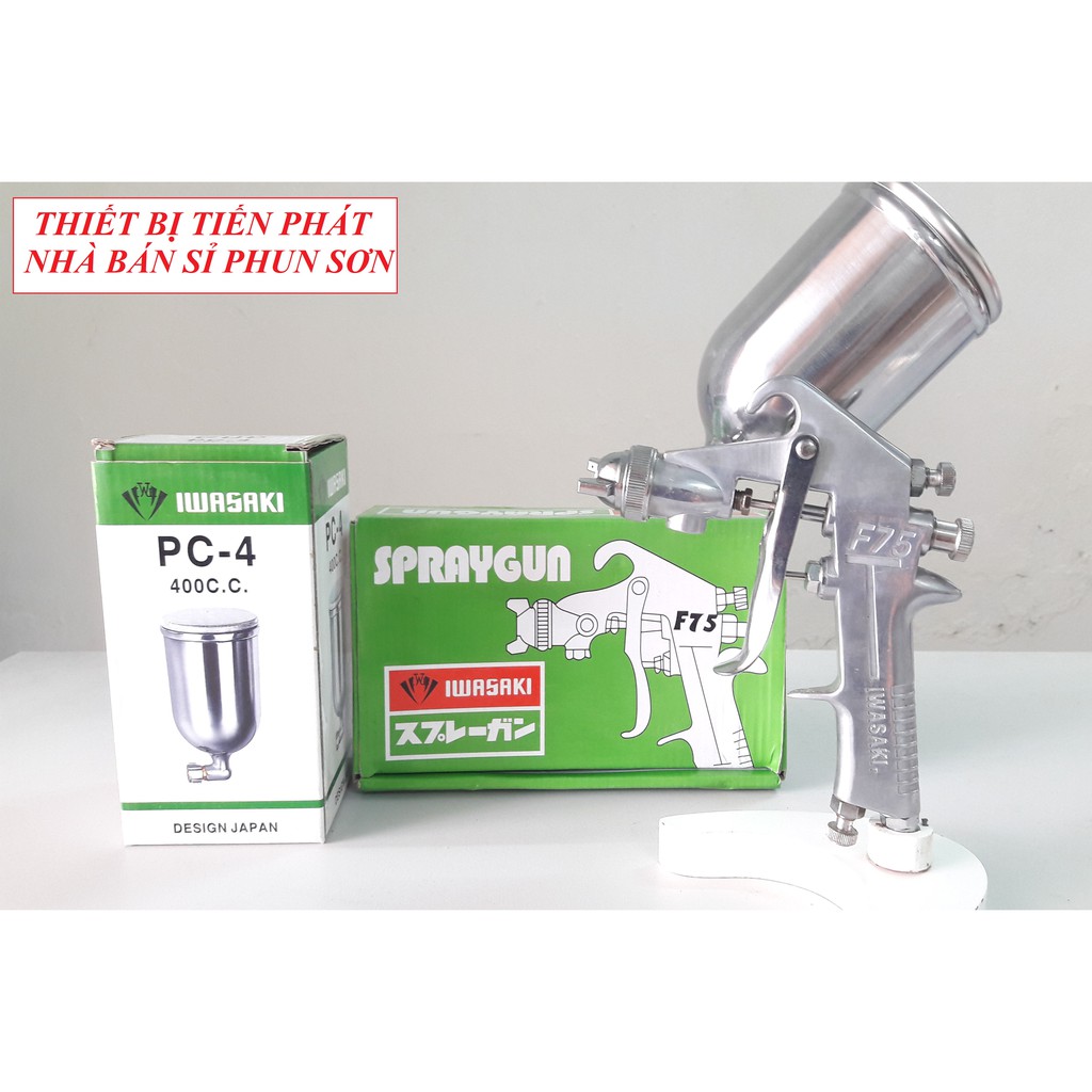 Bộ phun sơn iwasaki f75 + bình chứa sơn 400cc