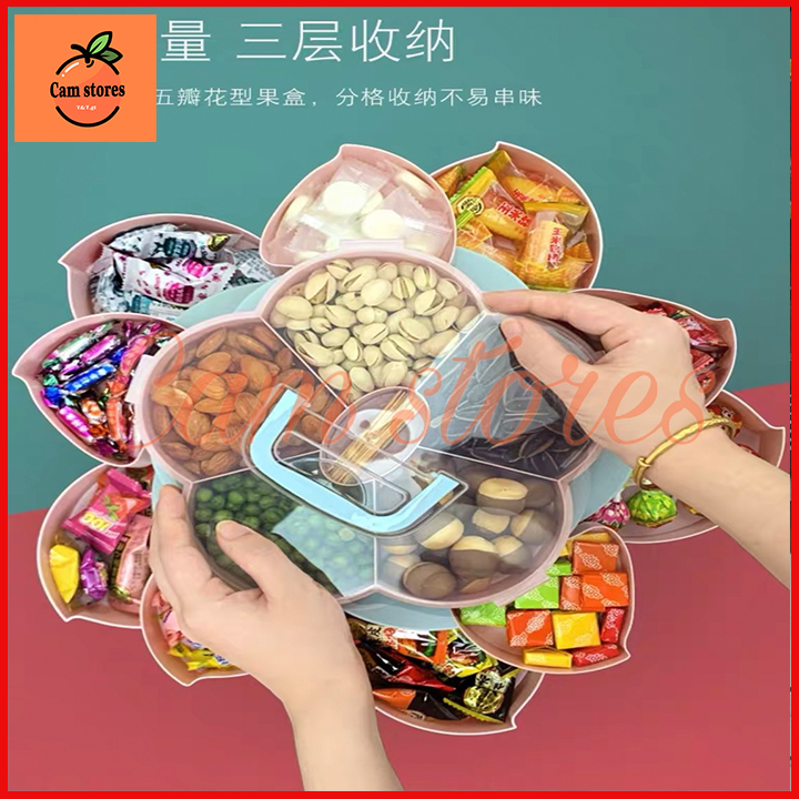 KHAY MỨT 2 TẦNG MẪU MỚI 2021, KHAY MỨT TẾT 2 TẦNG XÒA HOA CÓ KỆ ĐIỆN THOAI, KHAY MỨT TẾT 2021