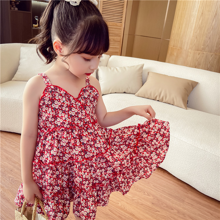Váy Hoa đỏ  hai dây nhí Cute