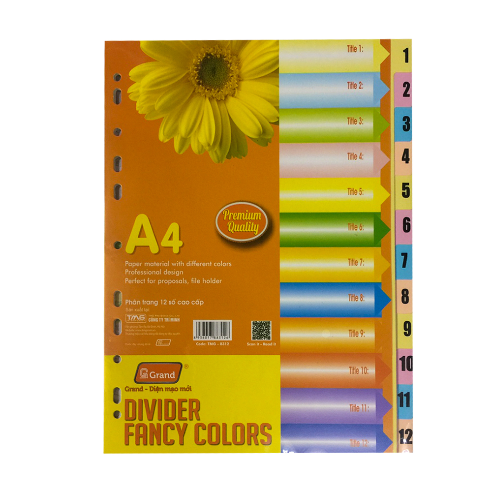 Combo 2 Xấp BÌA PHÂN TRANG GIẤY 12 SỐ