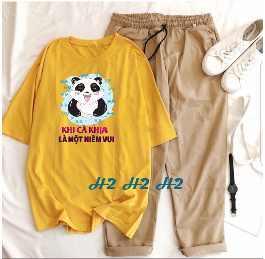 sét áo phông kèm quần kaki in hình khi cà khịa là một niềm vui hót hít  cá tính