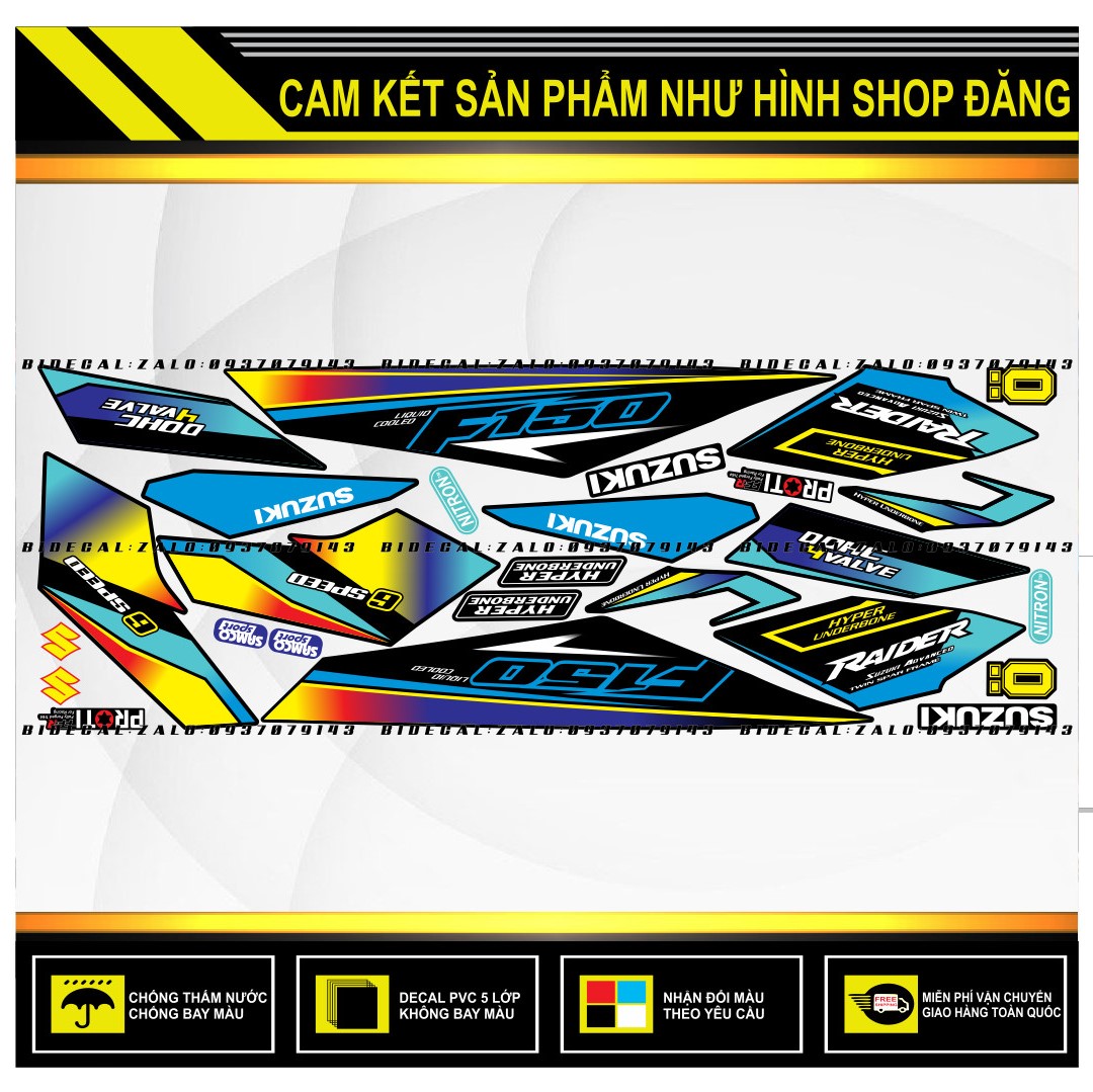 TEM RỜI SATRIA FI MẪU NHIỀU MÀU DÁN XE ĐEN