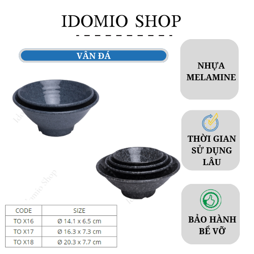 Tô Nhựa Melamine Vân Đá Đen/Xanh