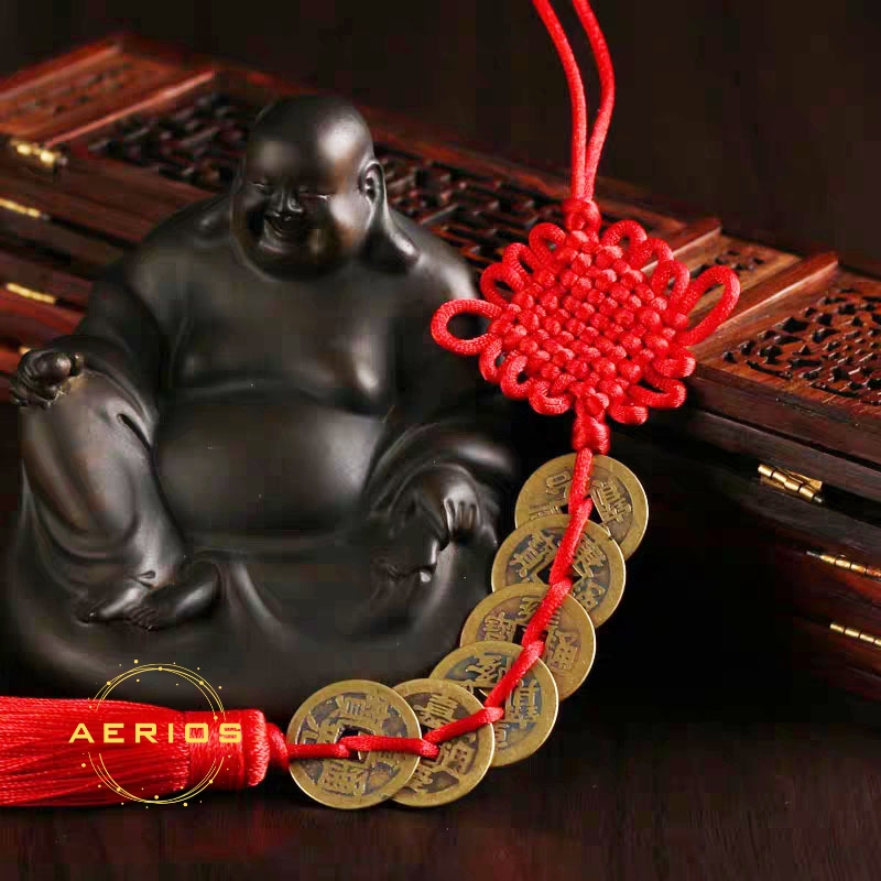 Dây xu lục đế (xâu 6 đồng xu), chuỗi xu may mắn