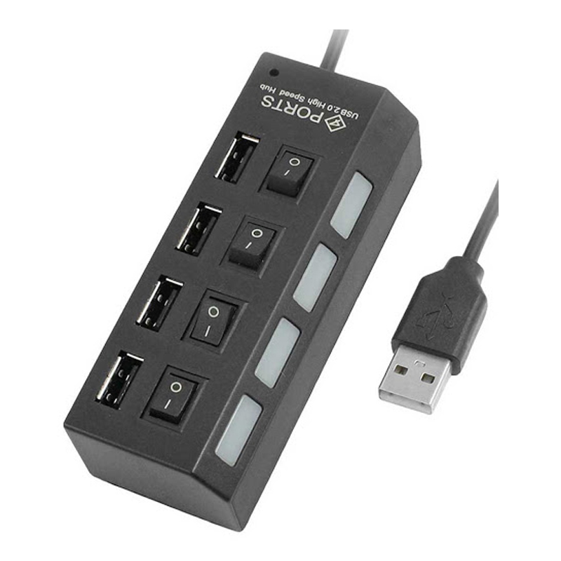 Bộ chia hub USB 4 port 4-1 có công tắc USB 2.0