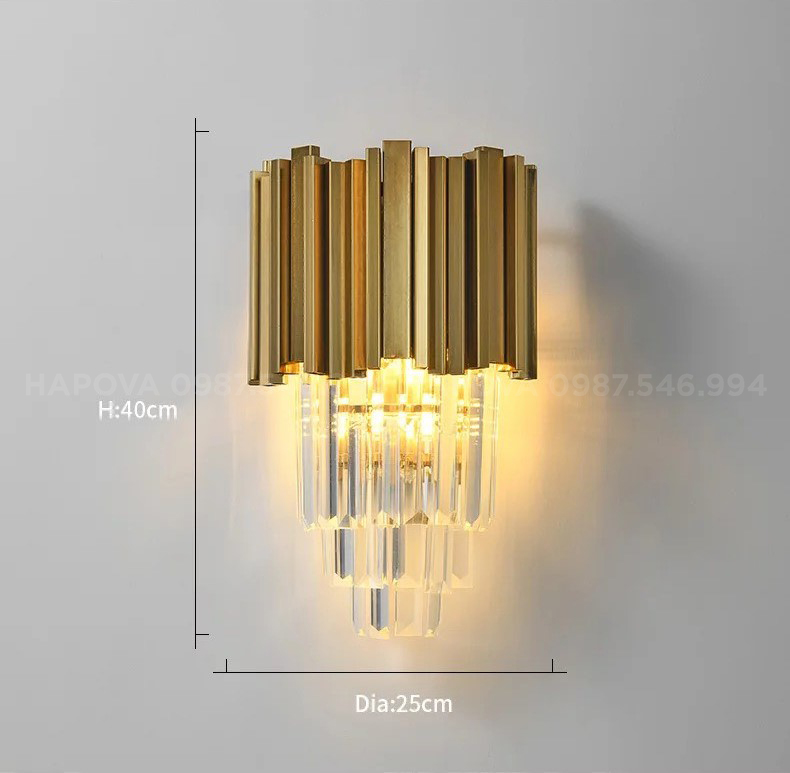 Đèn ốp tường, đèn tường trang trí pha lê HAPOVA DGT 0609