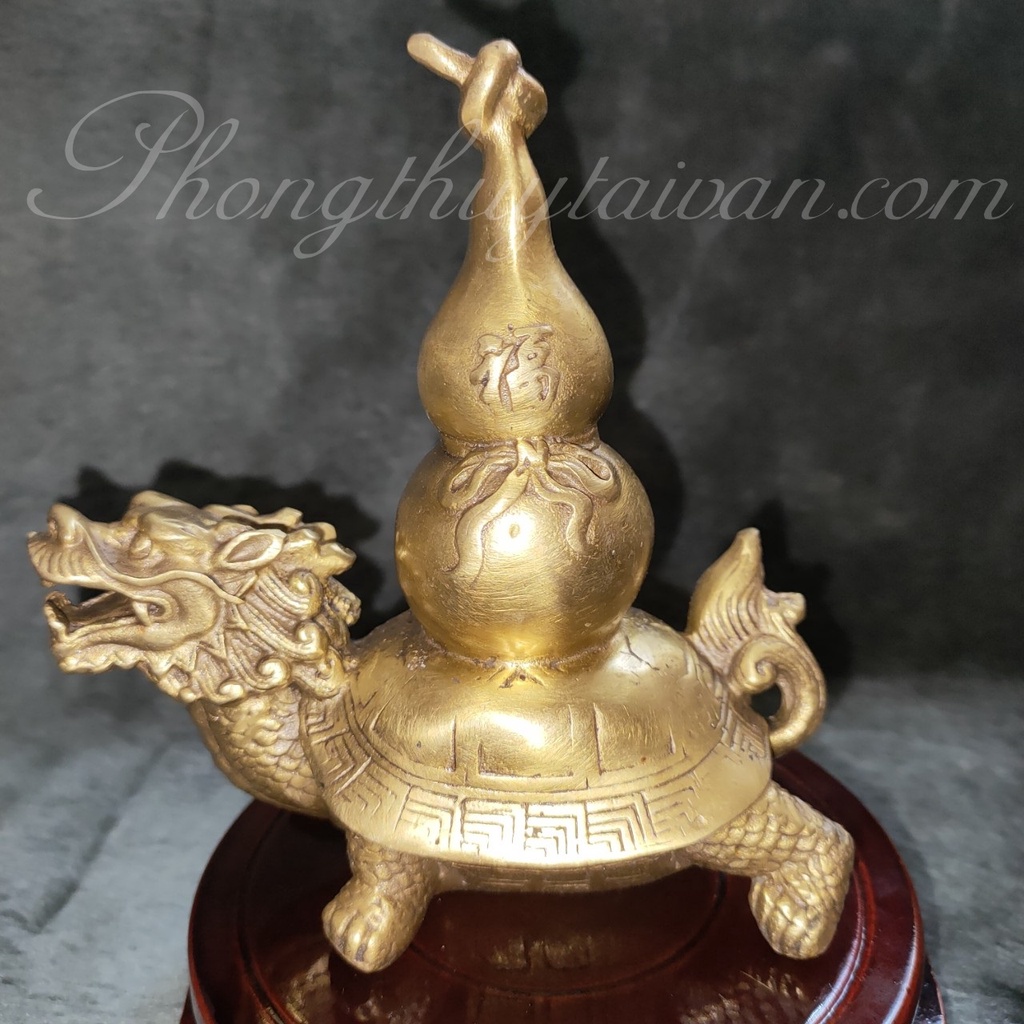 Tượng đồng Long Quy cõng Hồ Lô 11.5cm (trấn sát, trừ tà, bình an, ...)