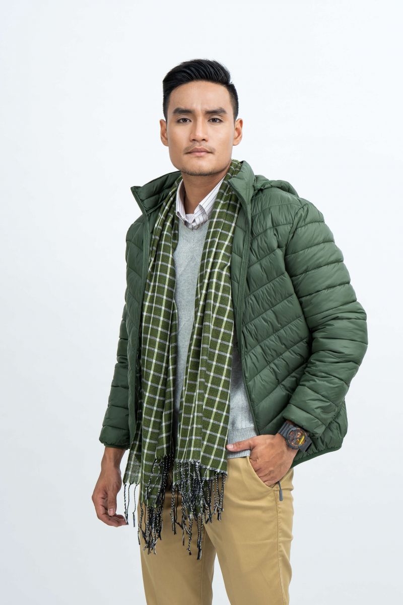 Áo Jacket nam Novelty 03 lớp lông vũ nhân tạo màu rêu 1805324