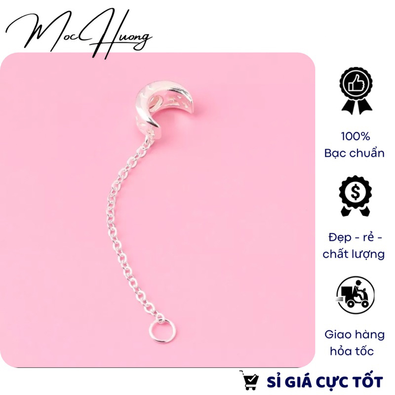 [S925] Charm bạc nối vòng hình mặt trăng - MH861