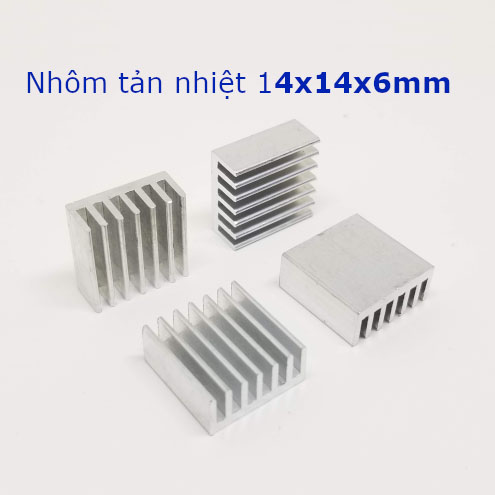 5 cái - Nhôm tản nhiệt IC, Sò,Chipset, Linh kiện 14x14x6mm Có sẵn Keo Dán