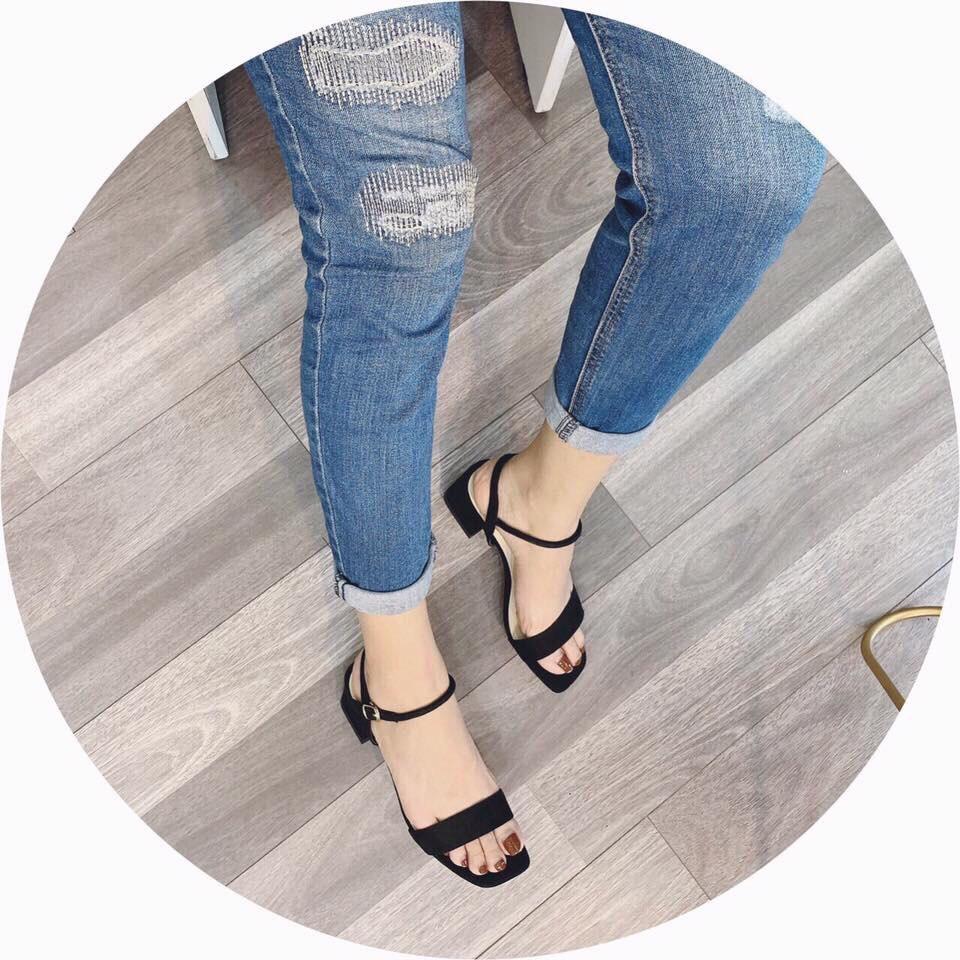[Tặng dây giày] Sandal da lộn gót 5cm - Kienvang99