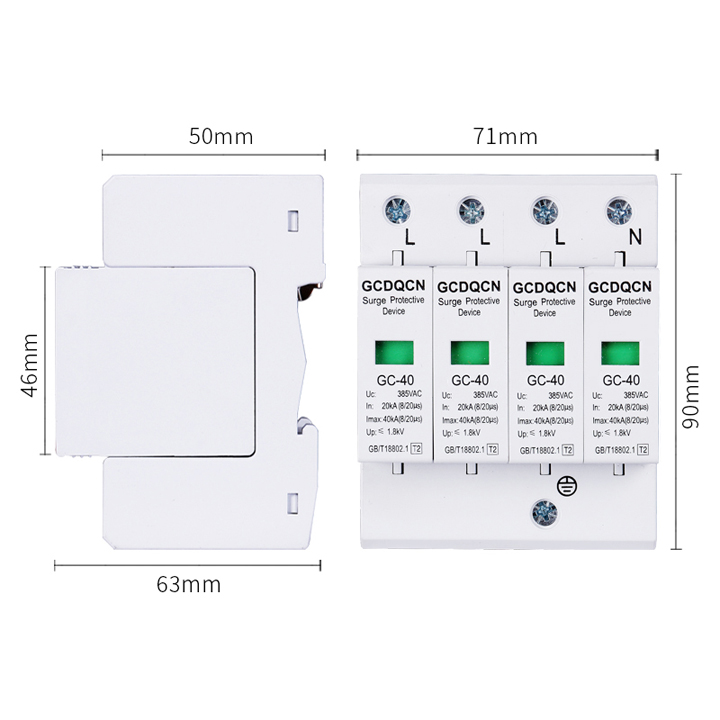Thiết bị chống sét lan truyền AC 40KA 3 pha 4 cực, cắt sét ac 3 pha