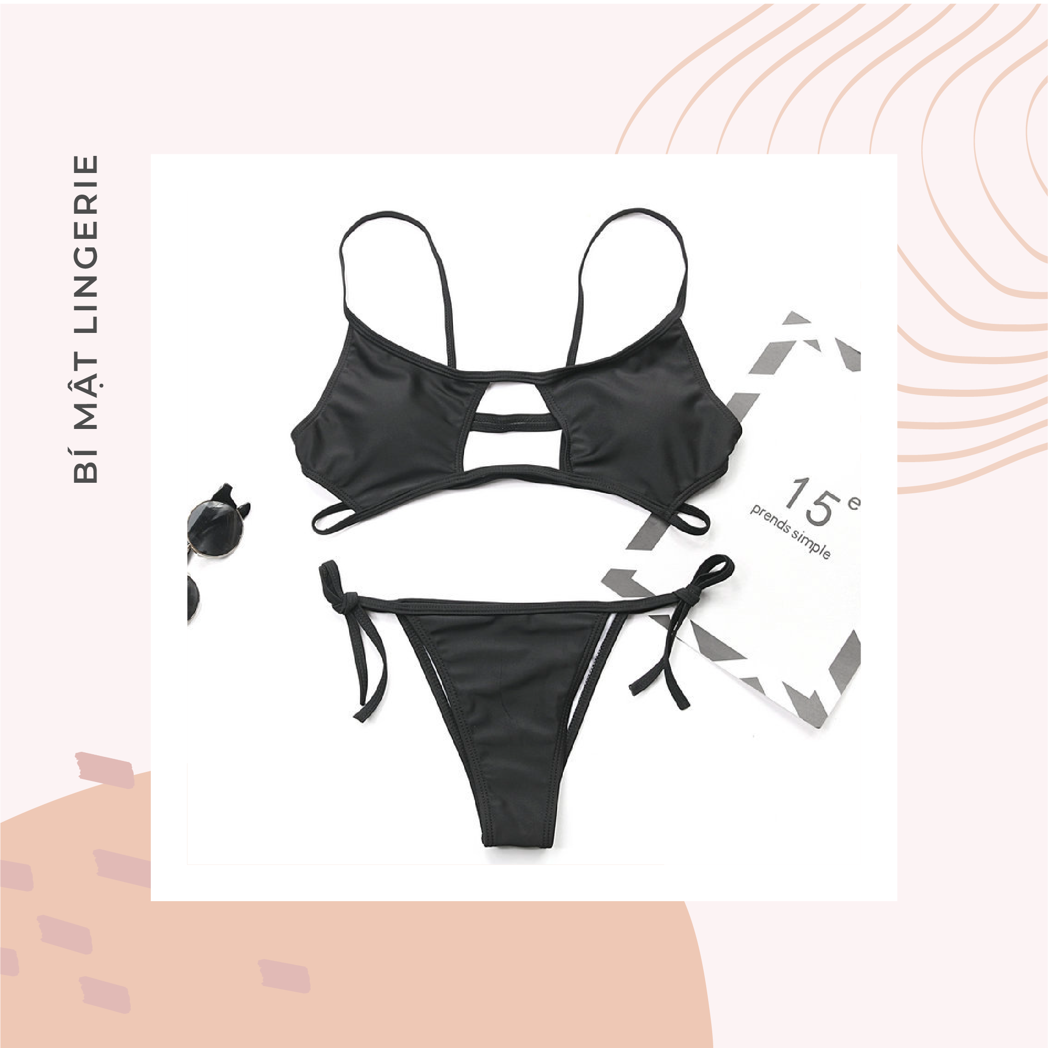 Bikini buộc dây cutout ngực sexy