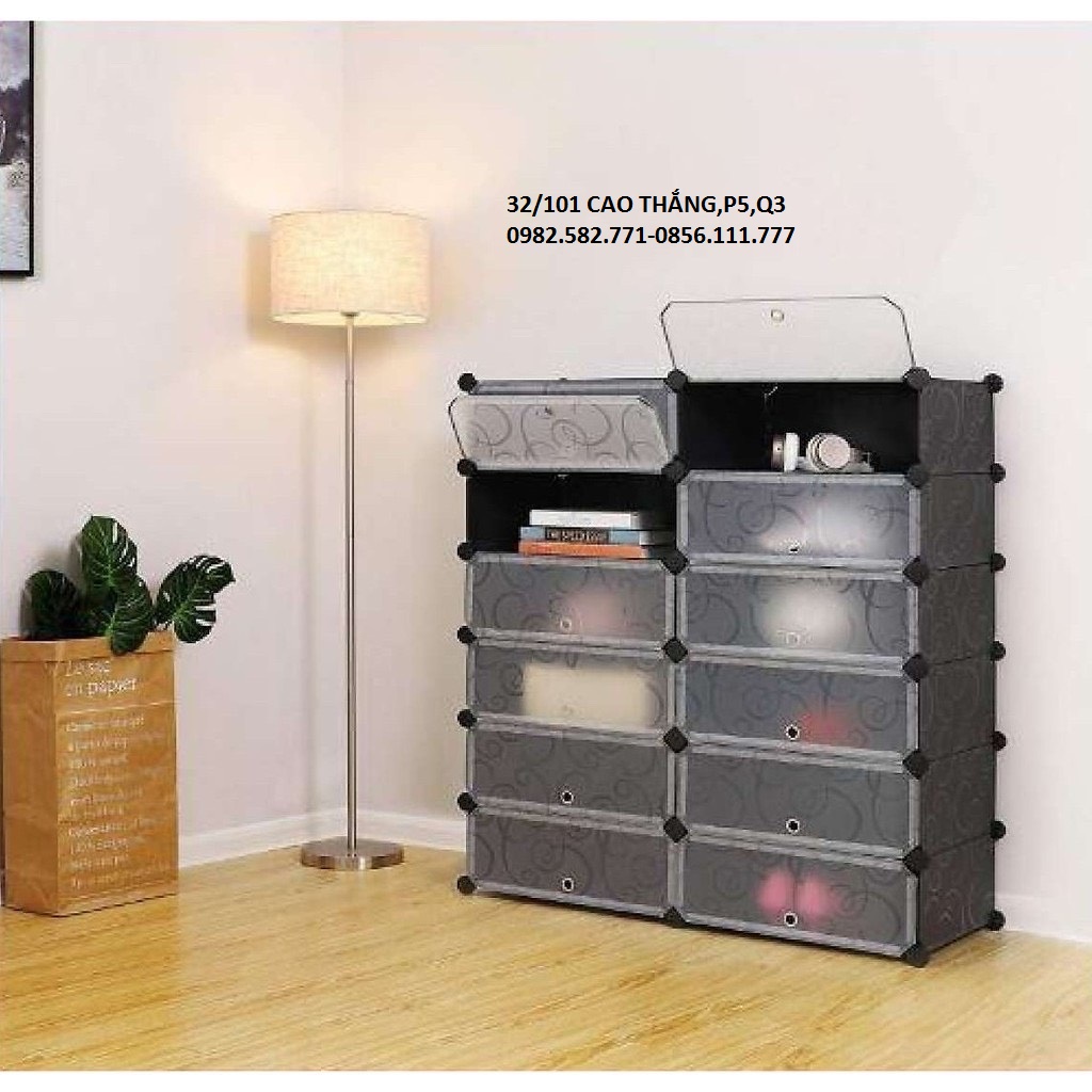 Tủ dày dép lắp ghép 12 ô đa năng tiện dụng dễ lắp ghép