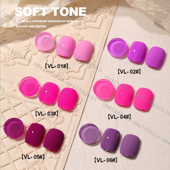 Set sơn móng gel AS Violet 6 màu chai 15ml