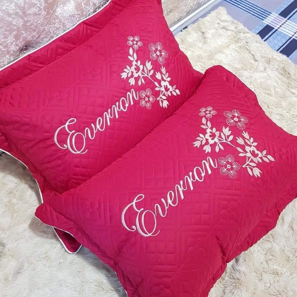 COMBO 2 VỎ GỐI SATIN POLY THÊU HOA KT 45x65