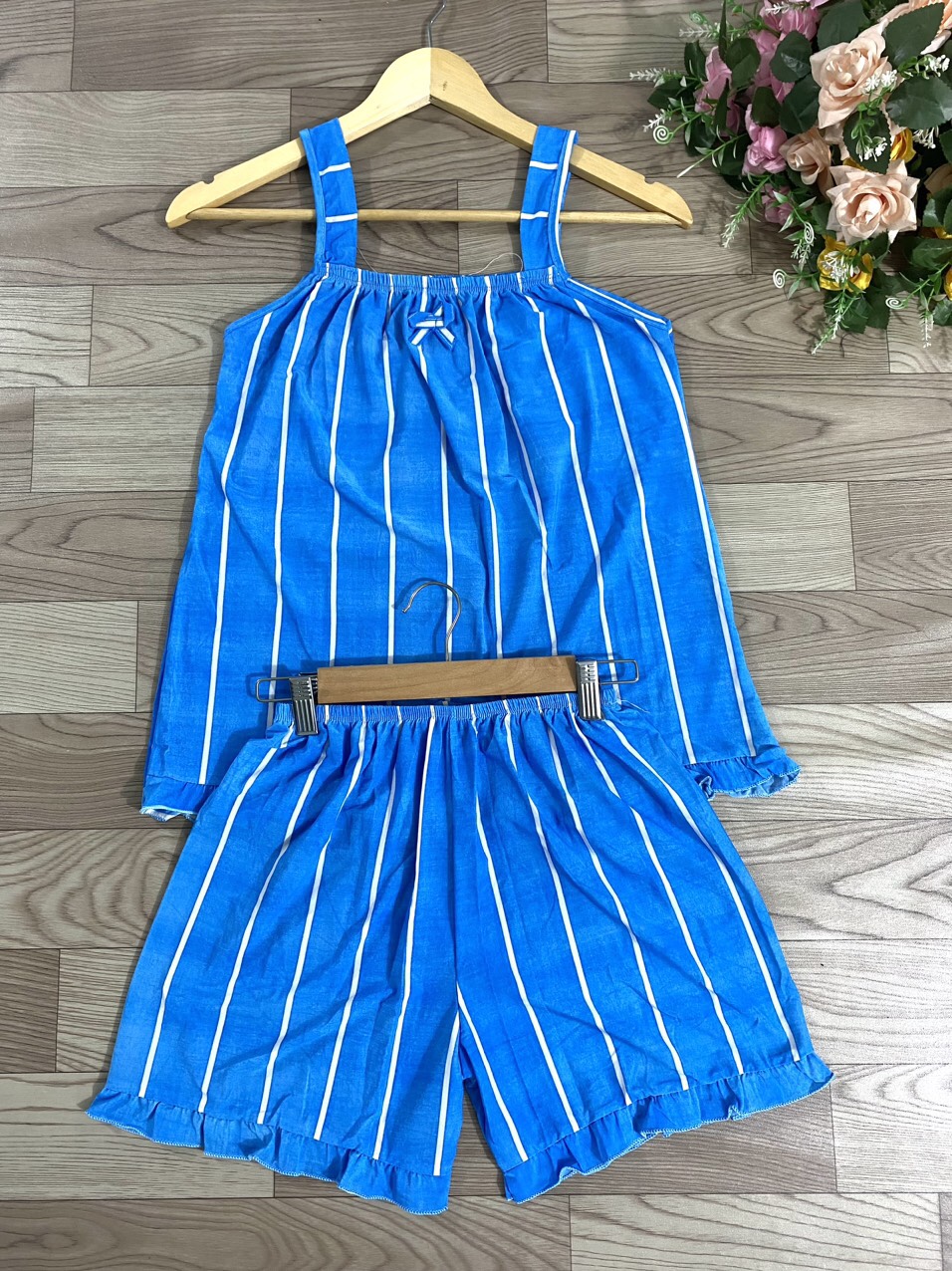 [2 SIZE 45-60KG TÙY CHIỀU CAO] SET BỘ NGỦ THUN LẠNH ĐÙI KẺ THỜI TRANG