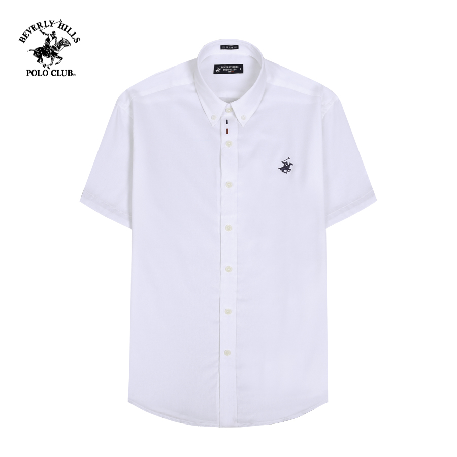 Áo sơ mi ngắn tay nam slim fit cotton trắng trơn-cmssw23tl002