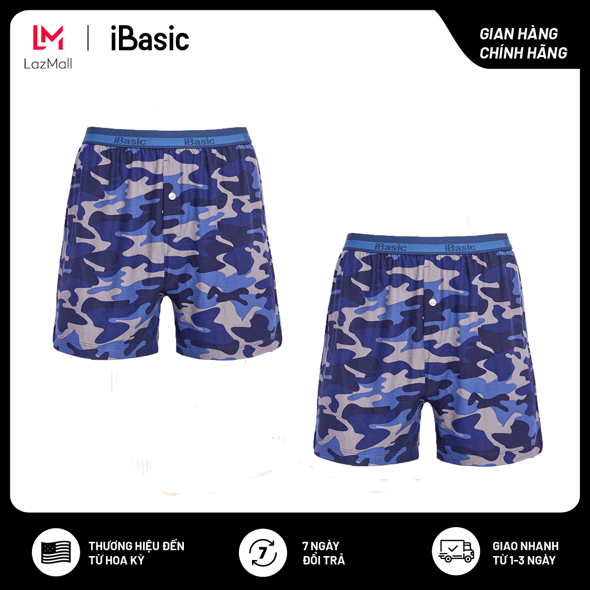 Combo 2 quần đùi nam mặc nhà iBasic PANM088