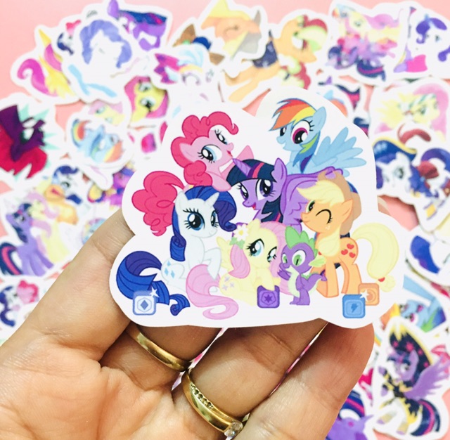 Bộ 30-50 Sticker ngựa thần pony ép lụa có đề can bóc dán