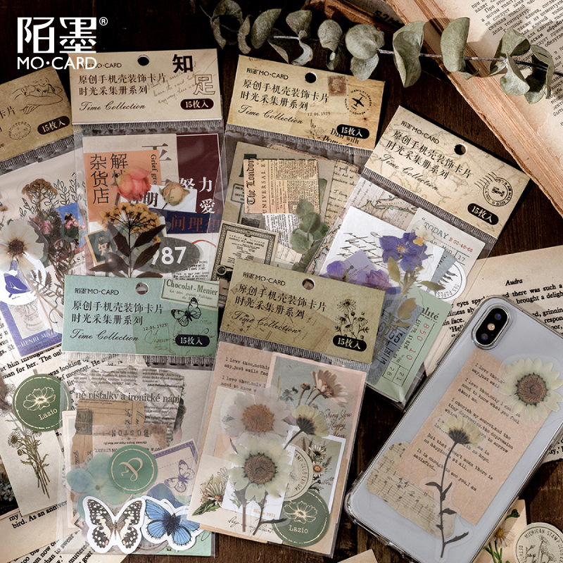 Sticker retro nhà máy gió trang trí Scrapbook, sổ tay, vở (set 15 sticker) - [ 104 ]